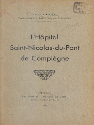 cover image of L'hôpital Saint-Nicolas-du-Pont de Compiègne